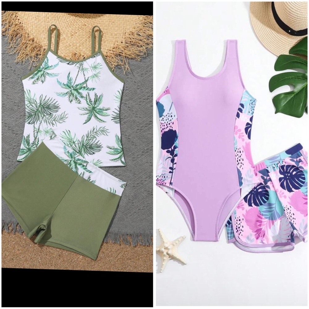 3 SET Tropical Leaf Kids Swim Set